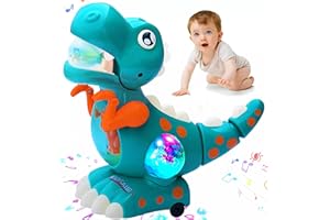 HOWADE Crawling Walking Dinosaur Toy with Music & Lights,Baby Sensory Toys for 6-12 Months Infants Learning to Crawl, Interactive Musical Moving Toy for 1 Year Old Toddlers, Birthday Gifts for Boys Girls