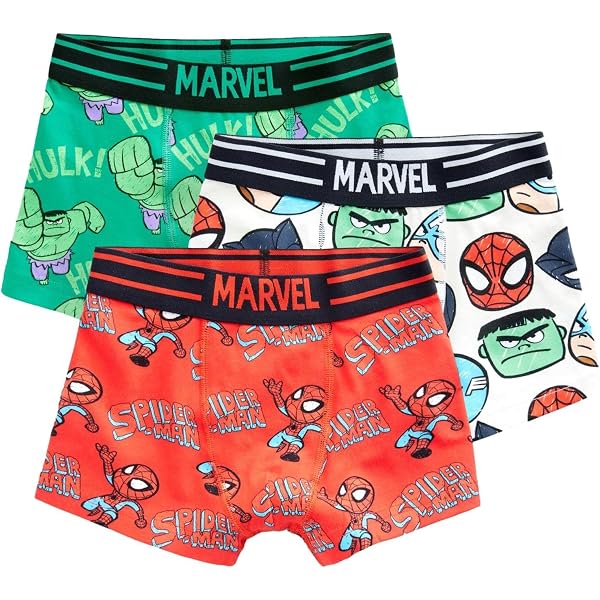 Spiderman - Lot De 3 Slips Garçon 2-3 Ans, 100 % Coton 125 G, Imprimé Héros, Sous-Vêtements Enfant Confortables
