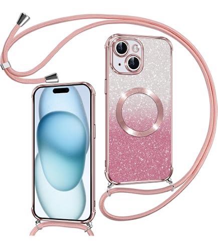 Custodia Magnetica Per IPhone 11 Con Cordino | Glitter Cuore | Compatibile MagSafe | Viola - Foto 7