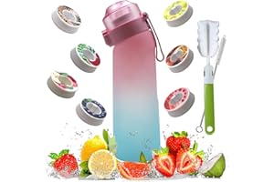 BOPELMALLS 10pcs Air Water Bottle Flavour Pods Pack With 7 Flavour Pods And Brush,650ml Fruit Fragrance Scented Water Cup BPA Free 0% Sugar For Fitness And Outdoor (Pink&blue+7pods)