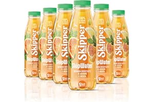 Zuegg Skipper SkipWater, Bevanda Dissetante a Base Frutta, Agrumi e Menta - Bevanda con Succhi di Agrumi e Uva, Estratti Naturali, Senza Zuccheri Aggiunti, Senza Glutine (6x500Ml)