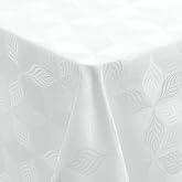Homaxy Washable Rectangular Tablecloth 130 x 160 cm Multi-Leaf Jacquard Tablecloth Ornaments Dirt-Repellent Easy Care White