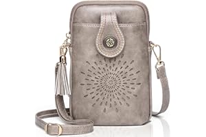 APHISON Designer Phone Bags for Women Crossbody, Sunflower Tassel Vegan Leather Crossbody Mobile Phone Bag, Small Crossbody Bags for Women Phone Purse Up to 6.7 inches with Adjustable Long Strap