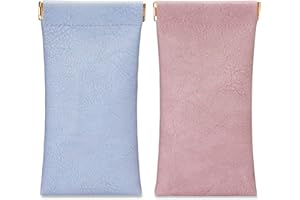 MOLSHINE 2Pcs Przenośny skórzany futerał na okulary przeciwsłoneczne,Miękki futerał na okulary do czytania,Małe okulary przeciwsłoneczne (Niebieski i różowy)