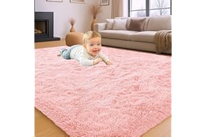 INSPIRE HOMEWARE Rugs Living Room Large 160x230 cm Soft Fluffy Pink Area Rugs for Bedroom Non Shedding Modern High Pile Carpet for Lounge Fluffy Nursery Rug for Kids Room