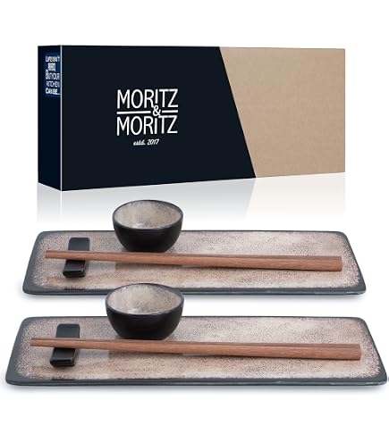 Set De Sushi Blanco 12 Piezas KINVARA - Platos De Cerámica Para Presentación Elegante