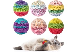 Retro Shaw Zabawki dla kotów, włóczka wełniana, zabawka dla kota z dzwonkiem wewnątrz, zabawki dla kotów domowych, interaktywne zabawki do żucia dla kotów, 6 szt