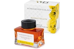 Wordsworth & Black Butelka z atramentem do piór wiecznych (50 ml) Premium Luxury Edition [Super żółty] tusz butelkowy do długopisów wiecznych; Butelka o klasycznym wzornictwie Smooth Flow 50 ml