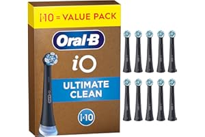‎ORAL-B Oral-B iO Ultimate Clean Black wymienne okrągłe końcówki do szczoteczek elektrycznych, z krzyżującymi się włóknami do zaawansowanego dokładnego czyszczenia i usuwania płytki bakteryjnej,Oral-B iO, 10