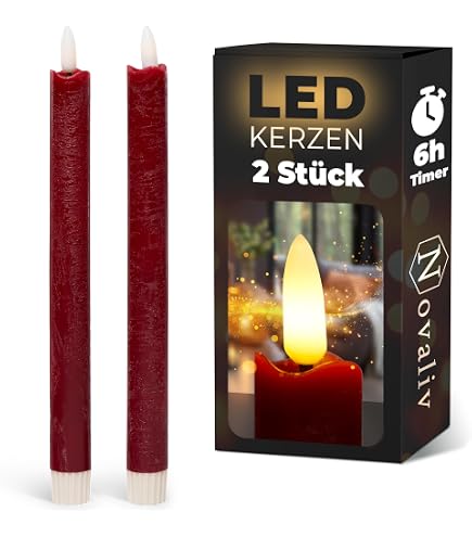 LED Teelichter Mit Timer – 2 Stück, 7x6 Cm, Echtwachs, 6-Stunden Timer, Orange-warmweiß, Batteriebetrieben, Flammenlos