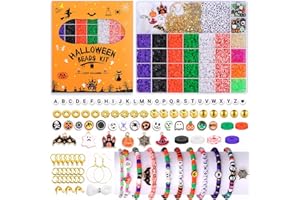 Sunwuun 5300pcs Halloween Clay Beads DIY Bracelet Making Kits,Halloween Crafts for Kids, Friendship Bracelet Jewelry Making Kit Gifts for Girl,Polymer Clay with Spacer Beads,Charms & Accessories