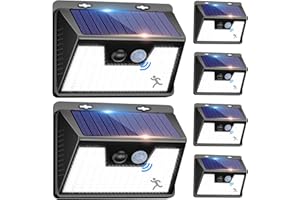 nipify Luz Solar Exterior【6 Paquete/140 LED/3 Modos】 Luces Solares con Sensor de Movimiento Luces Led Exterior Jardin IP65 Impermeable Focos Led Exterior Solares Para Jardín, Garaje, Calle, Patio