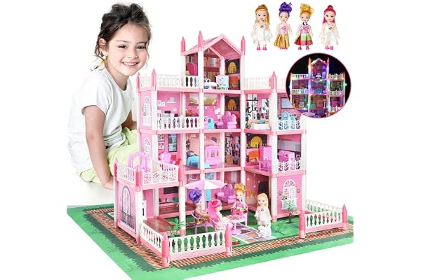 Maison de Rêve pour Filles,Jouet Fille 3 4 5 6 Ans,Maison de Poupée avec Poupée et lumière, Cadeau Fille 5-12 Ans Enfant Jouet…