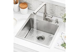 Bokaiya Fregadero Cepillado 40x45 Cm, ​​Fregadero De Cocina De Acero Inoxidable, Fregadero De Un Seno Bajo Encimera, Fregadero De Cocina Rectangular, Fregadero De Un Seno Con Sifón 40x45x20cm