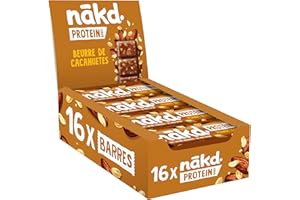 Nākd. Protein Beurre de Cacahuètes | Barres Protéinées | 7g de Protéines Végétales | 100% d'Ingrédients Naturels | Sans Sucres Ajoutés | Vegan | 16 x 45g | 720g