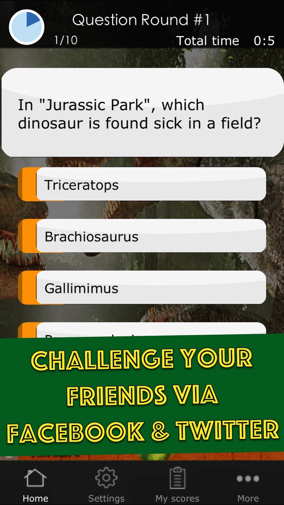 Quiz Game for the Jurassic Park Movies Including Questions about