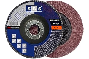 SBS Disques abrasifs à lamelles | Ø 115 mm | Grain 40 à 120 | Lot de 10 | Marron & Bleu Inox Métal & Bois Meuleuse d'angle roue de ponçage, Braun Korn 80, 0