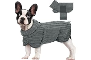 Woiil Hundebademantel aus Mikrofaser, Ultra Saugfähiger Bademantel Hund, Mit Klettverschluss Und Verstellbarem Gummizug, Maschinenwaschbar, Geeignet Für Große, Mittlere Und Kleine Hunde, Grau (S)