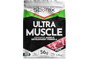 SCI-MX Ultra Muscle - Protein Powder for Muscle Development + 23 Vitamins & Minerals - Strawberry • 5g Creatine + 7.8g BCAAs per Serving • 1.5kg
