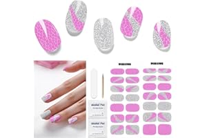 DUKASOU Uñas de Gel Pegatinas - 28Pcs Uñas Gel Semicurado Envoltura Completa Pegatinas de Envoltura de Uñas Autoadhesivas Con Lima de Uñas y Palo Uñas Para Arte de Uñas Mujeres Niñas DIY