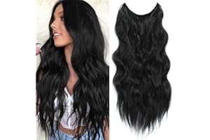BUPPLER Haarverlängerung 61cm Invisible Secret Hair Extensions Verstellbare Lange Gewellte Haarextension Synthetisches Upgrade 4 Sichere Clips in Haarteilen, Tiefschwarz