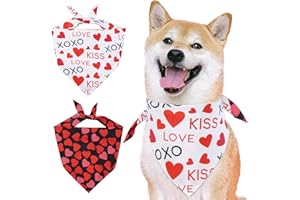 MHAUSTLIE Bandanas para Perros de San Valentín, Bandana Reversible para Perros, Babero Corazón de Amor Grande para Perros, Disfraz Romántico de Vacaciones para Perros, Pañuelo Universal para Perros