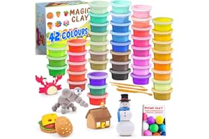 ESSENSON Modelliermasse-Set - 42 Farben Lufttrocknende magische Knete für Kinder, Geschenk für Jungen und Mädchen im Alter von 3-12 Jahren