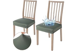 Viste tu hogar Pack of 2 Dining Room Chair Covers, 45 to 55 cm, Without Backrest, 100% High-Quality Polyester, Elastic, Cleaning, Pineapple, Water Green