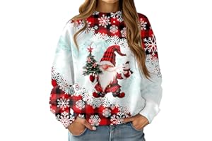RAISEVERN Natale Felpe a Maglia Donna Ugly Funny Manica Lunga Brutto Christmas Pullover, S-XXL