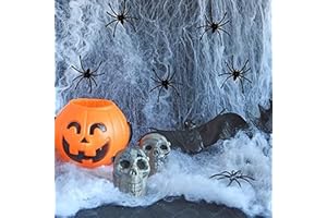 May Huang Halloween Tela Araña, Telaraña Blanca Decor, 200 Gramos de Telarañas y 40 Arañas Falsas Adicionales, Casa Embrujada Telarañas para Halloween Decoracion Fiesta de Carnaval de Halloween