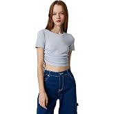 Crop T-Shirt Short Sleeve Bicycle Collar Slim Fit