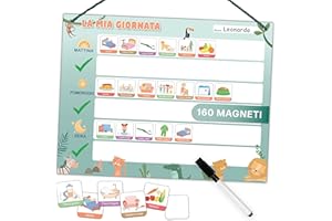 Mini Mindz® Calendario giornaliero per bambini - Lavagna magnetica Montessori dal design simpatico con 160 magneti e penna - Giochi educativi dai 3 anni - Calendario per bambini