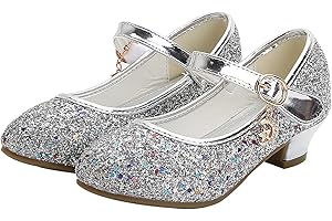 KANDEMY Mädchen Prinzessin Schuhe mit Absatz Festliche Glitzer Schuhe Kinder Stöckelschuhe für Geburtstag Hochzeit Halloween Karneval Fasching Ball Party 26-38