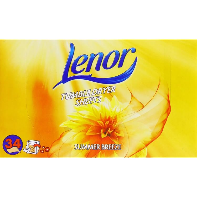 Lenor Summer Breeze Fabric Tumble Dryer Sheets, 4 Packs (34 Sheets Each) - Reduces Static & Freshens Laundry-715896