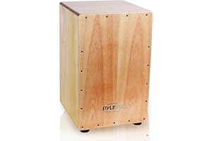 Pyle Full Size Cajon Drum Box, Acoustic Cajon with Birchwood Strings, Jam Box Drum, Percussion Instrument, Deep Bass