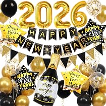 Silvester Deko 2026, 100 Stück Konfetti Schwarz Gold, Silvester Party