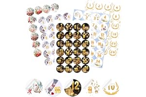 DIELIANHUA Adventskalender Aufkleber Zahlen, 5 X Adventskalender Sticker 1-24, Aufkleber Adventskalender Zahlen, Adventskalender Zahlen Aufkleber für Adventskalender Basteln und Befüllen