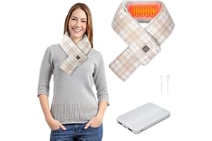zerotop Heated Neck Warmer, USB Heated Scarf with 5000mAh Power Bank, Temperature Adjustment for Skiing, Camping, Hiking, Indoor, Outdoor (Pink)