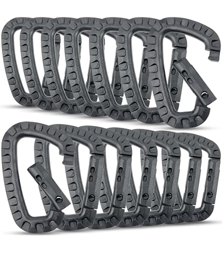 5 Mousquetons Plastique Noir - Forme D - Fermeture Ressort - Pour Sac à Dos Et Outdoor