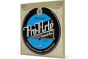 D'Addario Gitarrensaiten Konzertgitarre | Akustikgitarre | Akustik Gitarre Saiten | Classical Guitar Strings | EJ46C Pro-Arte Satz Nylonsaiten für Konzertgitarre - Hard Tension