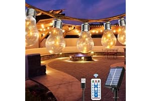 ‎ROMWISH Romwish Zewnętrzna girlanda solarna, 9 m, 20 diod LED, 8 trybów, wodoodporna girlanda solarna IP44, na patio, do ogrodu, na imprezę, urodziny, wesele, festiwal