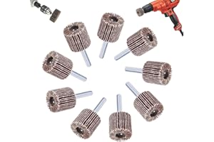 gotyou 30 Piezas Cepillo Abrasivo Laminado, grano 80/120/180 Metal caña abrasivo lijas pulido, 30 herramientas rotativas de vástago, Rueda lijadora de abanico, Desbarbado, Pulido Pulido Plano