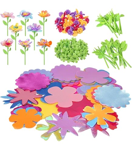 DIY Stoff-Blumenstrauß Bastelset Für Kinder – Bunte Blüten, Stiele & Herzchen