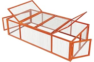 tectake® Rabbit Run with Sturdy Fir Wood Frame & Steel Wire Panels, Secure Rabbit Hutch with Hinged Roof, Lockable Doors & Open Base, Ideal as Outdoor Bunny & Guinea Pig Cage - 181 x 90 x 48 cm