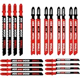 SHALL 20 Pieces T-Shank Jigsaw Blades Set HSS/CPV Compatible with All Jigsaw with Storage Box