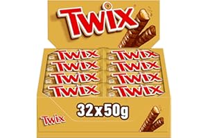 ‎TWIX Twix Schokoladen Großpackung, Karamell & Keks Schokoriegel, 32 x 50g, Schokolade, Schoko Großpackung (1600g)
