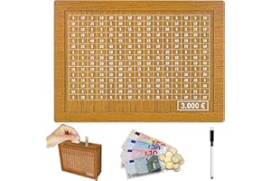 LYNBLY Hucha de Madera, Hucha con Contador, Cajas de Dinero Reutilizables, Caja de Dinero con Objetivo Ahorro y Números para Marcar, para Ayudar a Los Niños a Desarrollar el Hábito de Ahorr (3000)