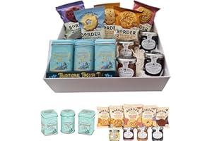 Inese Tea Gift Set Hamper with Biscuits and Jams - English Breakfast, Earl Gray, Afternoon Tea, Ginger Biscuits, Tiptree Marmalade, Jam & Honey