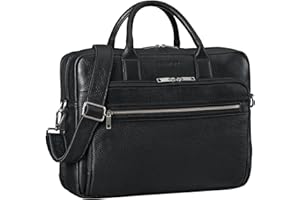 STILORD 'Dawson' skórzana torba na ramiê aktówka z przegrod± na laptopa 15,6 cala Vintage Office Bags DIN A4 Business Satchel wykonane z prawdziwej skóry, Kolor:czarny
