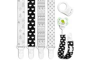 Putska 4 Unisex Schnullerkette, Baby Schnullerkette Junge, Schnullerkette Mädchen, Schnullerkette Plastik Clip, Schnullerband Mit Silikonring, Schnullerketten Set, Schnullerkette Silikon, Nuckelkette